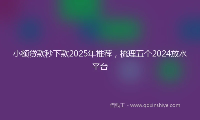 小额贷款秒下款2025年推荐，梳理五个2024放水平台