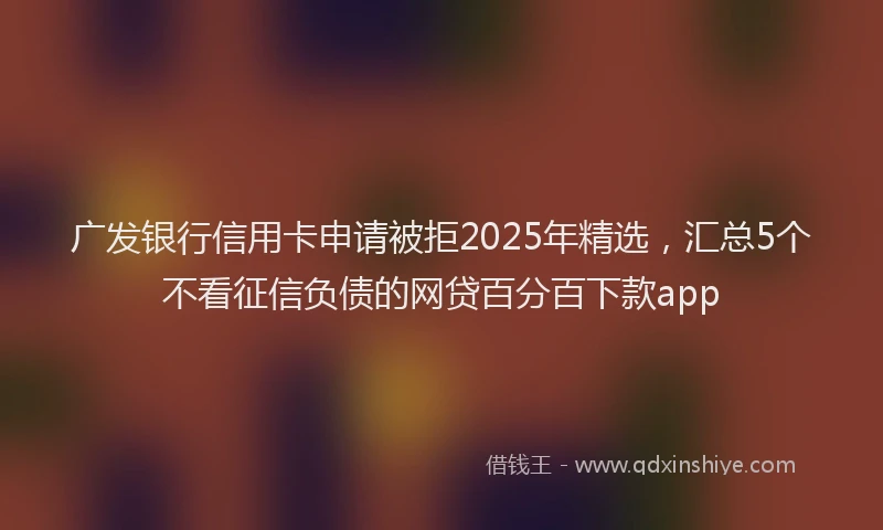 广发银行信用卡申请被拒2025年精选，汇总5个不看征信负债的网贷百分百下款app