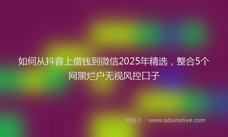 如何从抖音上借钱到微信2025年精选，整合5个网黑烂户无视风控口子