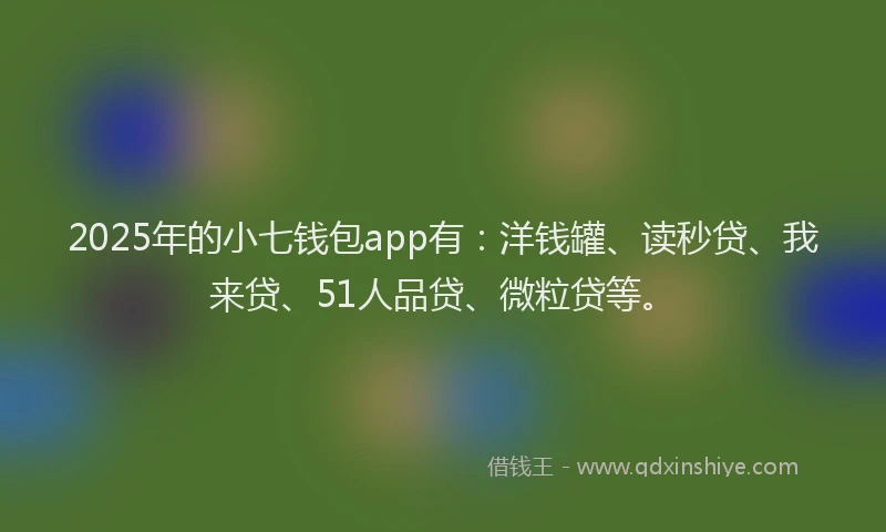 2025年的小七钱包app有：洋钱罐、读秒贷、我来贷、51人品贷、微粒贷等。