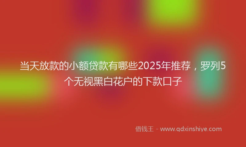 当天放款的小额贷款有哪些2025年推荐，罗列5个无视黑白花户的下款口子