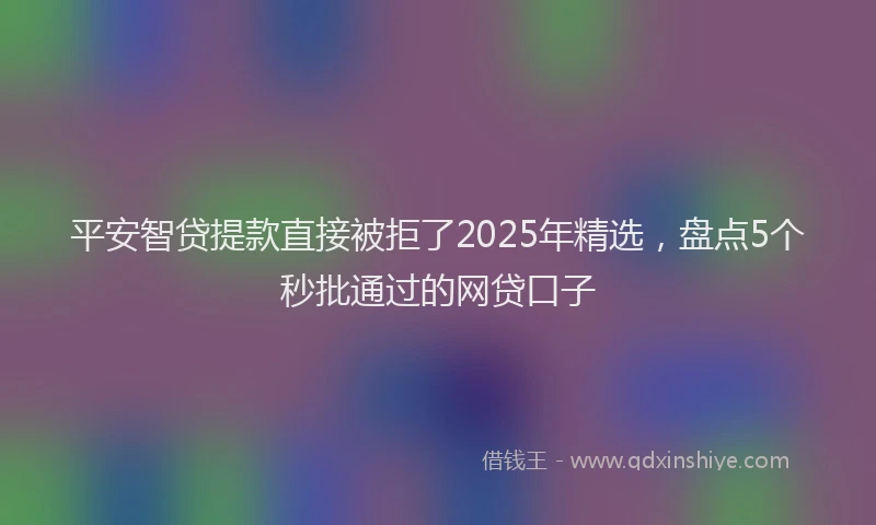 平安智贷提款直接被拒了2025年精选，盘点5个秒批通过的网贷口子
