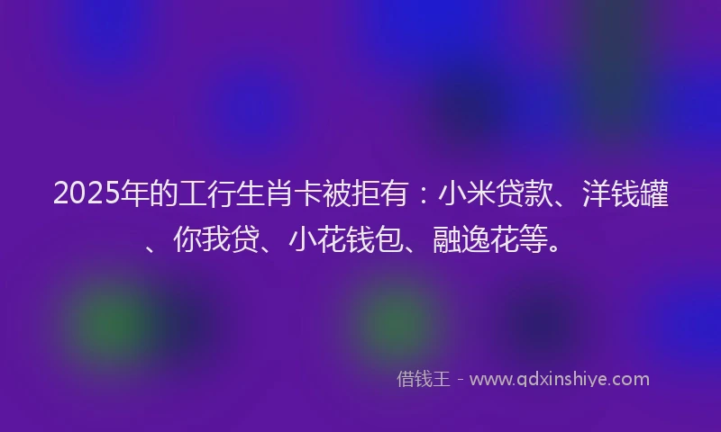2025年的工行生肖卡被拒有：小米贷款、洋钱罐、你我贷、小花钱包、融逸花等。