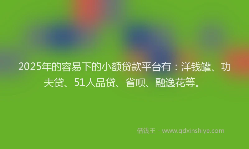 2025年的容易下的小额贷款平台有：洋钱罐、功夫贷、51人品贷、省呗、融逸花等。