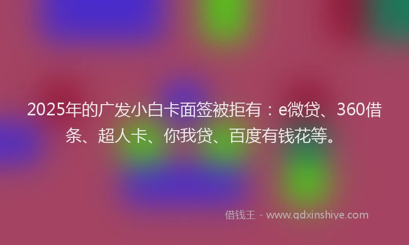 2025年的广发小白卡面签被拒有：e微贷、360借条、超人卡、你我贷、百度有钱花等。