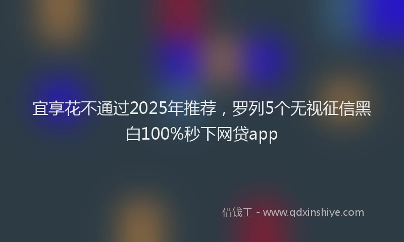 宜享花不通过2025年推荐，罗列5个无视征信黑白100%秒下网贷app