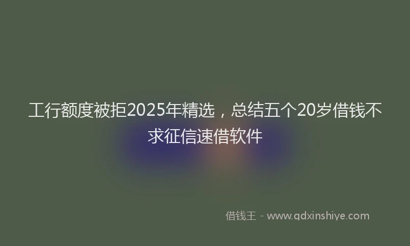 工行额度被拒2025年精选，总结五个20岁借钱不求征信速借软件