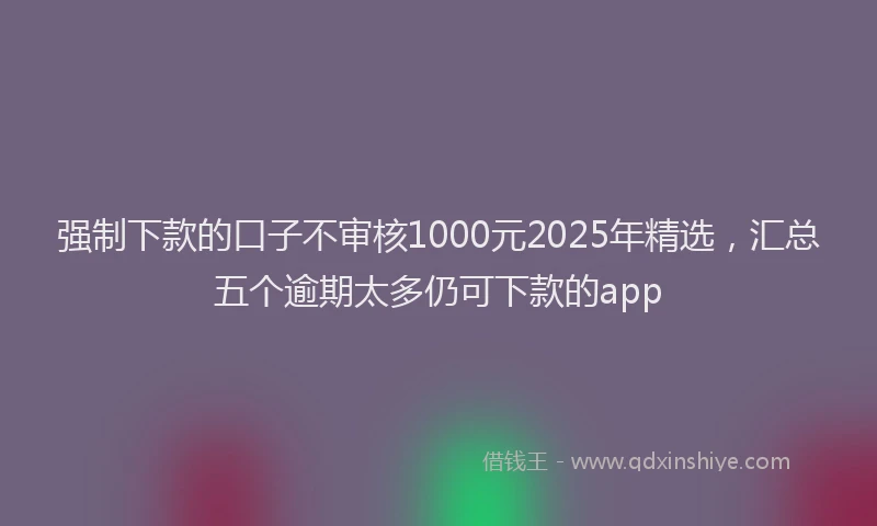 强制下款的口子不审核1000元2025年精选，汇总五个逾期太多仍可下款的app