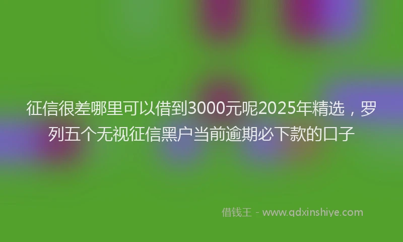 征信很差哪里可以借到3000元呢2025年精选，罗列五个无视征信黑户当前逾期必下款的口子