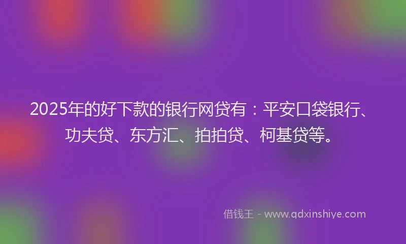 2025年的好下款的银行网贷有：平安口袋银行、功夫贷、东方汇、拍拍贷、柯基贷等。