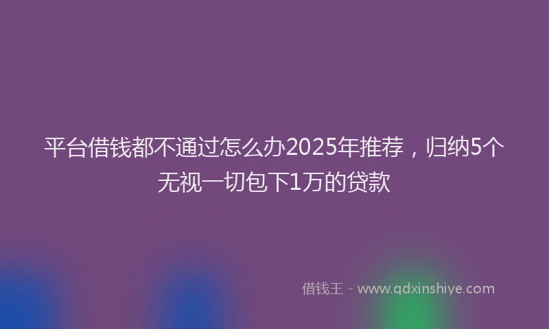 平台借钱都不通过怎么办2025年推荐，归纳5个无视一切包下1万的贷款