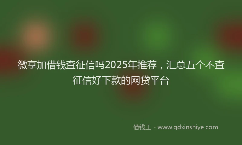 微享加借钱查征信吗2025年推荐，汇总五个不查征信好下款的网贷平台