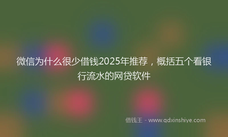 微信为什么很少借钱2025年推荐，概括五个看银行流水的网贷软件