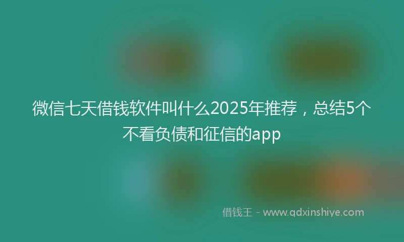微信七天借钱软件叫什么2025年推荐，总结5个不看负债和征信的app