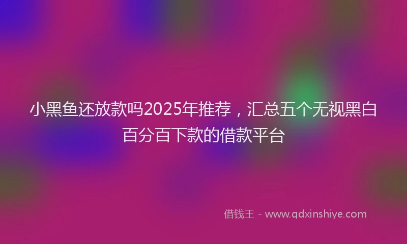 小黑鱼还放款吗2025年推荐，汇总五个无视黑白百分百下款的借款平台