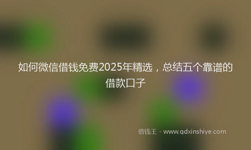 如何微信借钱免费2025年精选，总结五个靠谱的借款口子