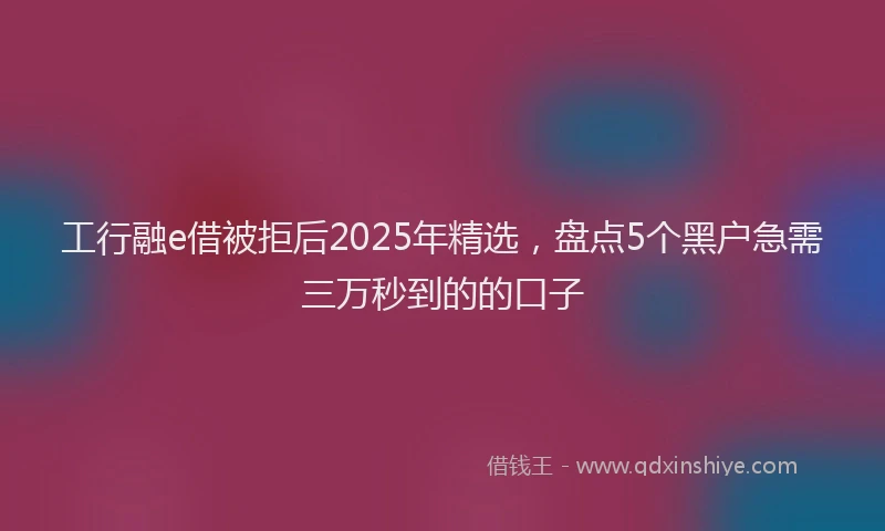 工行融e借被拒后2025年精选，盘点5个黑户急需三万秒到的的口子