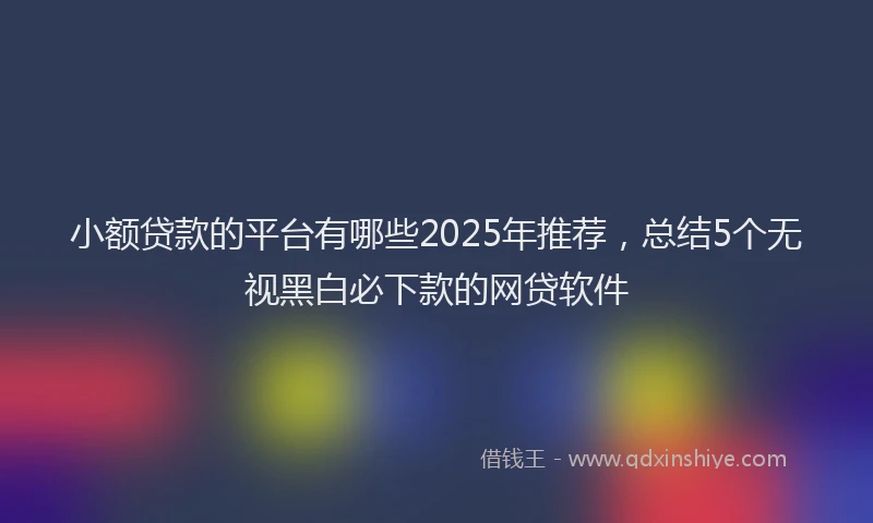 小额贷款的平台有哪些2025年推荐，总结5个无视黑白必下款的网贷软件