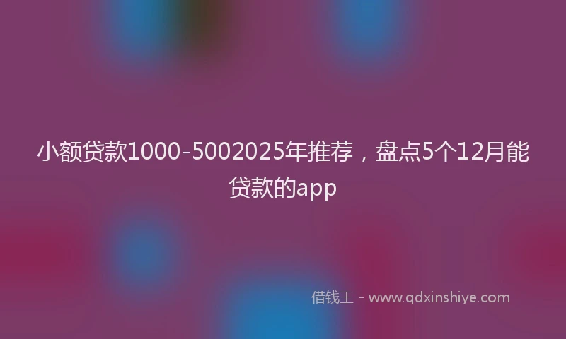 小额贷款1000-5002025年推荐，盘点5个12月能贷款的app