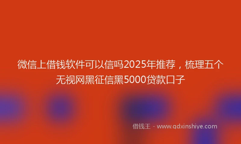 微信上借钱软件可以信吗2025年推荐，梳理五个无视网黑征信黑5000贷款口子