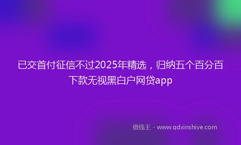 已交首付征信不过2025年精选，归纳五个百分百下款无视黑白户网贷app
