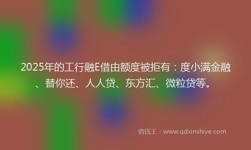 2025年的工行融E借由额度被拒有：度小满金融、替你还、人人贷、东方汇、微粒贷等。