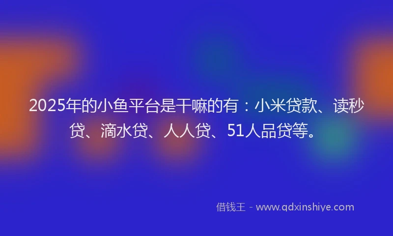 2025年的小鱼平台是干嘛的有：小米贷款、读秒贷、滴水贷、人人贷、51人品贷等。