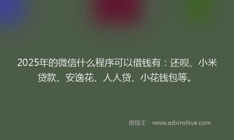 2025年的微信什么程序可以借钱有：还呗、小米贷款、安逸花、人人贷、小花钱包等。