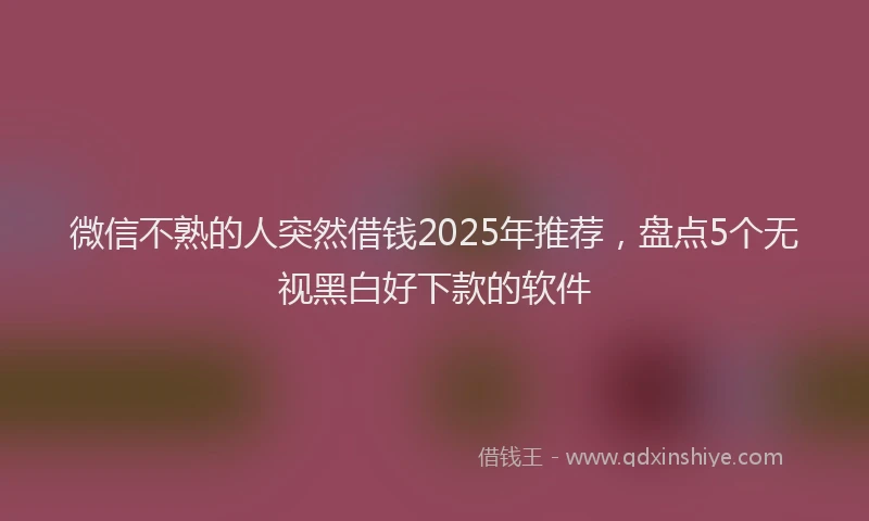微信不熟的人突然借钱2025年推荐，盘点5个无视黑白好下款的软件