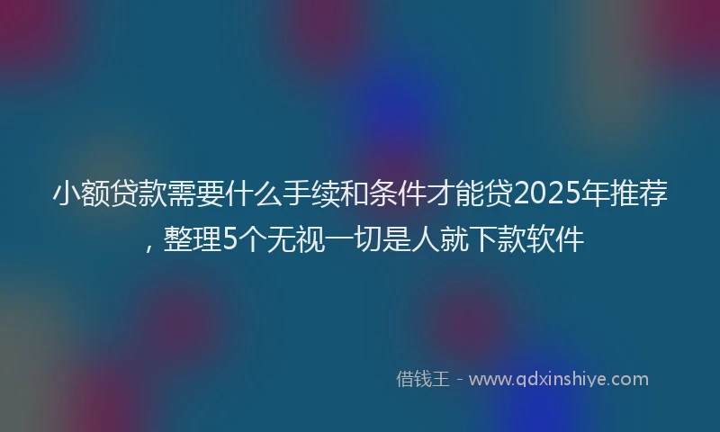 小额贷款需要什么手续和条件才能贷2025年推荐，整理5个无视一切是人就下款软件