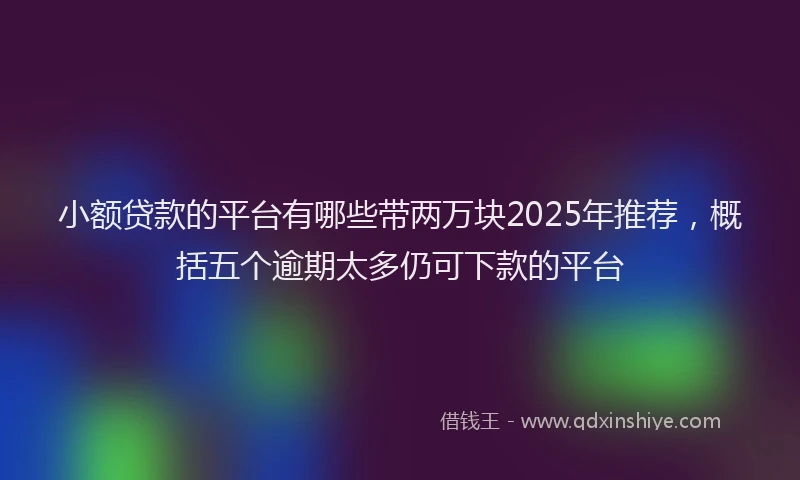 小额贷款的平台有哪些带两万块2025年推荐，概括五个逾期太多仍可下款的平台