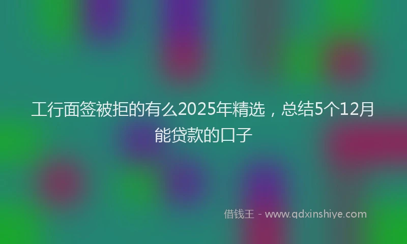 工行面签被拒的有么2025年精选，总结5个12月能贷款的口子