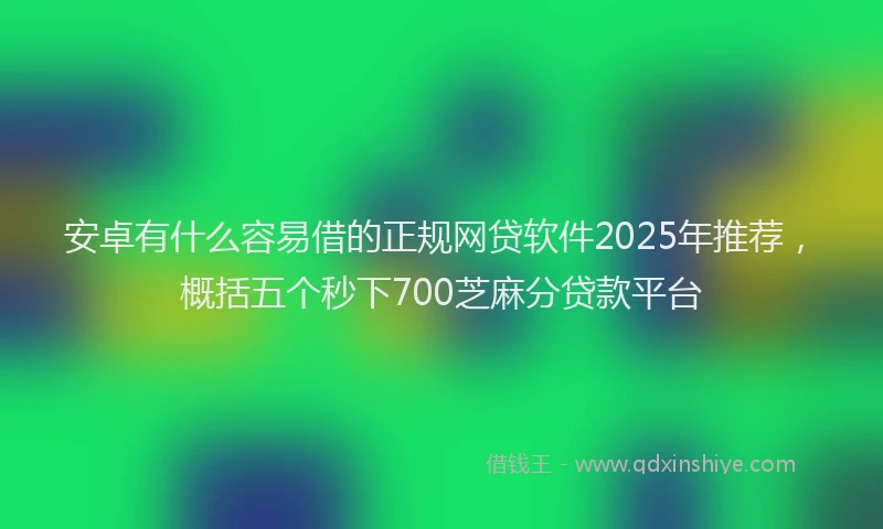 安卓有什么容易借的正规网贷软件2025年推荐，概括五个秒下700芝麻分贷款平台