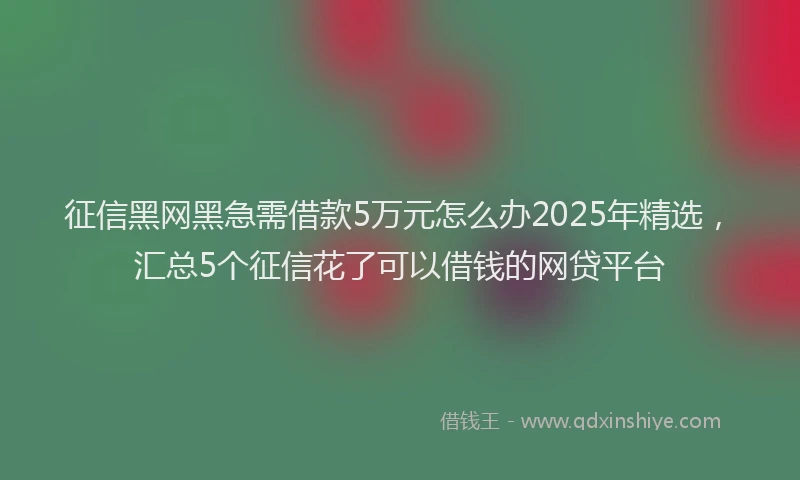 征信黑网黑急需借款5万元怎么办2025年精选，汇总5个征信花了可以借钱的网贷平台