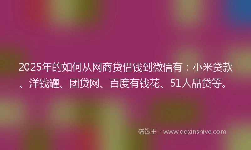 2025年的如何从网商贷借钱到微信有：小米贷款、洋钱罐、团贷网、百度有钱花、51人品贷等。