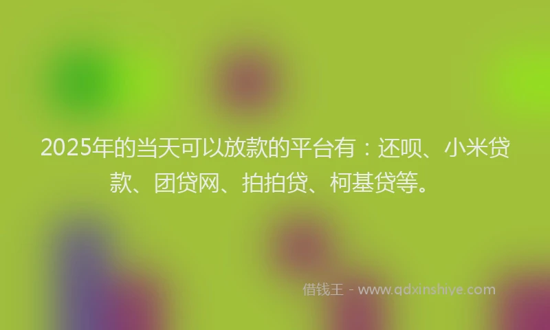 2025年的当天可以放款的平台有：还呗、小米贷款、团贷网、拍拍贷、柯基贷等。