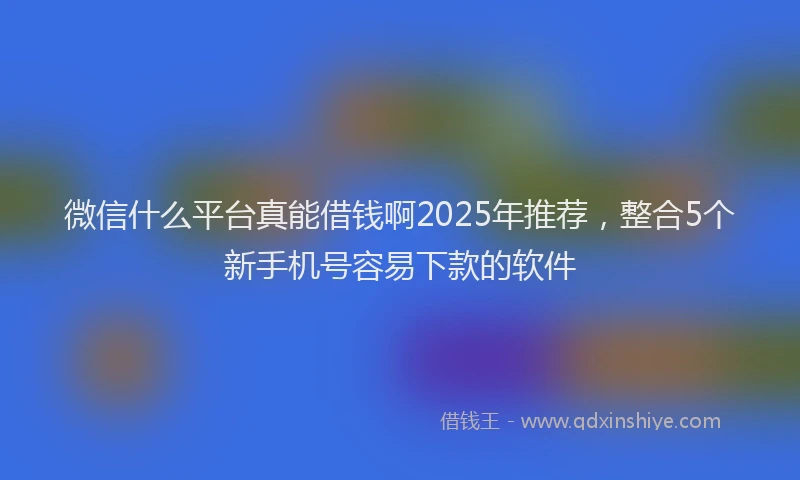 微信什么平台真能借钱啊2025年推荐，整合5个新手机号容易下款的软件