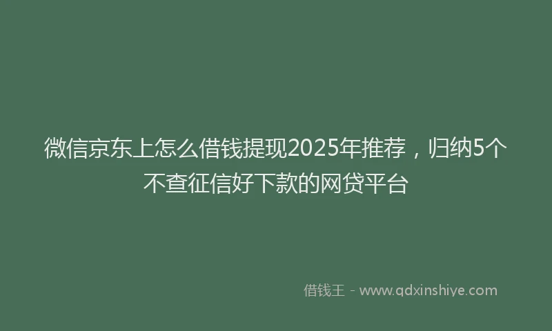 微信京东上怎么借钱提现2025年推荐，归纳5个不查征信好下款的网贷平台