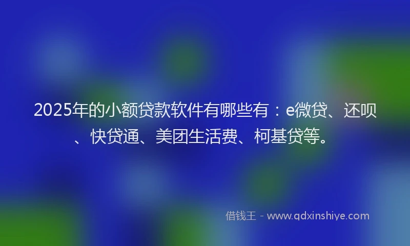 2025年的小额贷款软件有哪些有：e微贷、还呗、快贷通、美团生活费、柯基贷等。