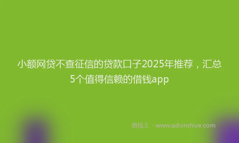 小额网贷不查征信的贷款口子2025年推荐，汇总5个值得信赖的借钱app