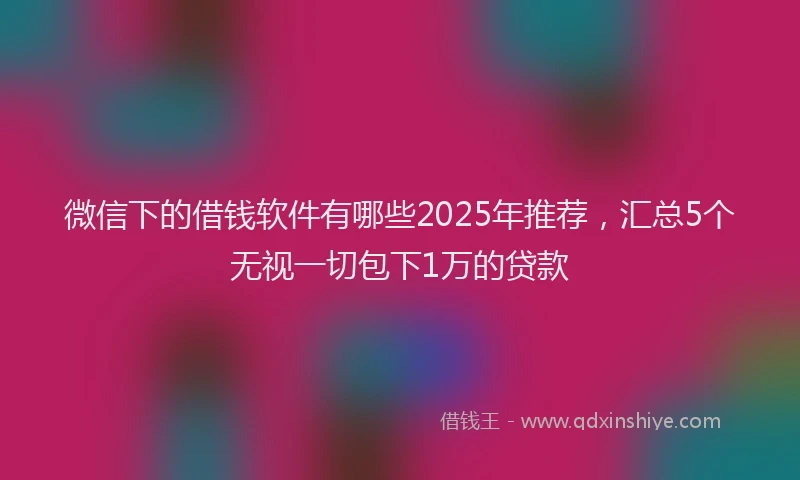 微信下的借钱软件有哪些2025年推荐，汇总5个无视一切包下1万的贷款