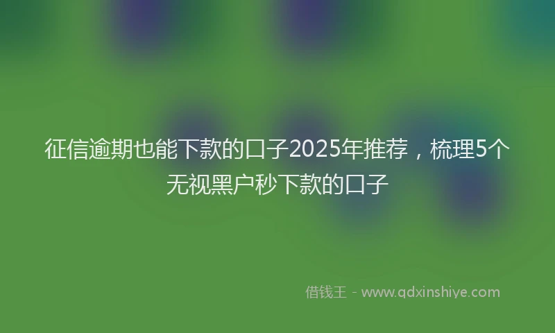 征信逾期也能下款的口子2025年推荐，梳理5个无视黑户秒下款的口子
