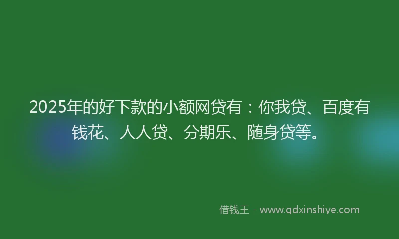 2025年的好下款的小额网贷有：你我贷、百度有钱花、人人贷、分期乐、随身贷等。