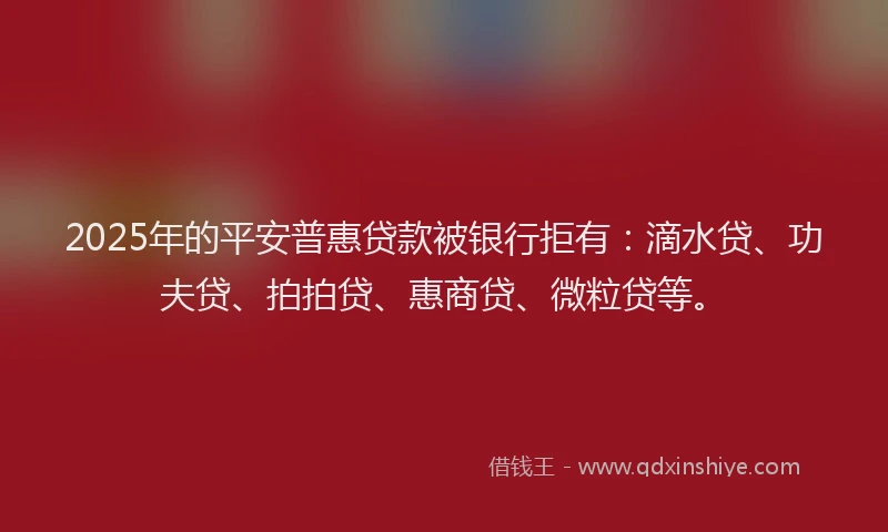 2025年的平安普惠贷款被银行拒有：滴水贷、功夫贷、拍拍贷、惠商贷、微粒贷等。