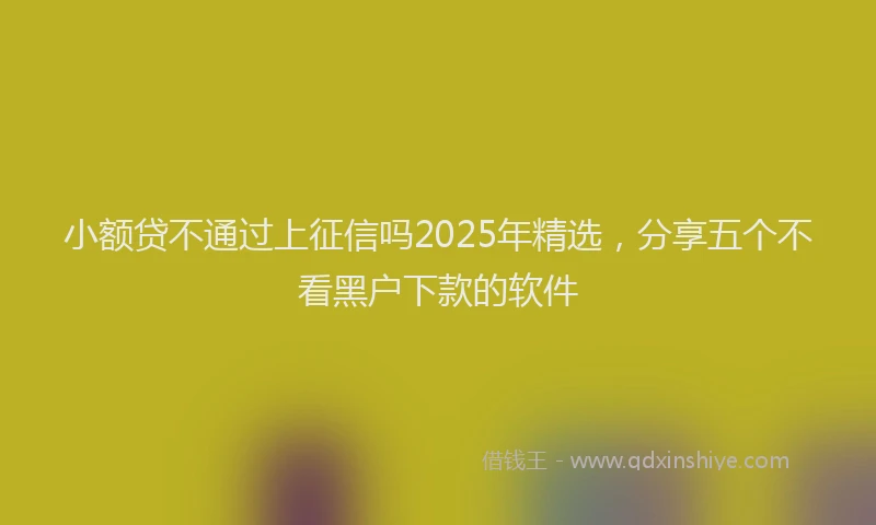 小额贷不通过上征信吗2025年精选，分享五个不看黑户下款的软件