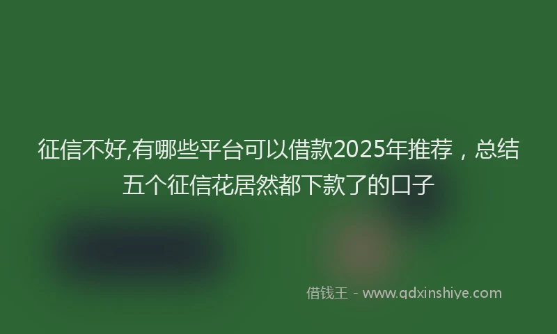 征信不好,有哪些平台可以借款2025年推荐，总结五个征信花居然都下款了的口子