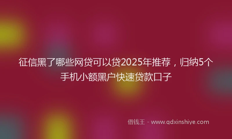征信黑了哪些网贷可以贷2025年推荐，归纳5个手机小额黑户快速贷款口子