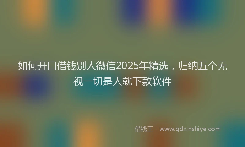 如何开口借钱别人微信2025年精选，归纳五个无视一切是人就下款软件