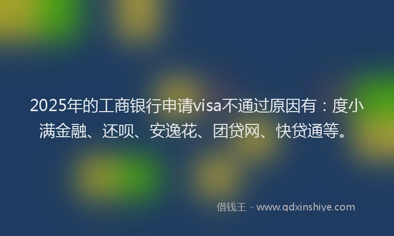 2025年的工商银行申请visa不通过原因有：度小满金融、还呗、安逸花、团贷网、快贷通等。