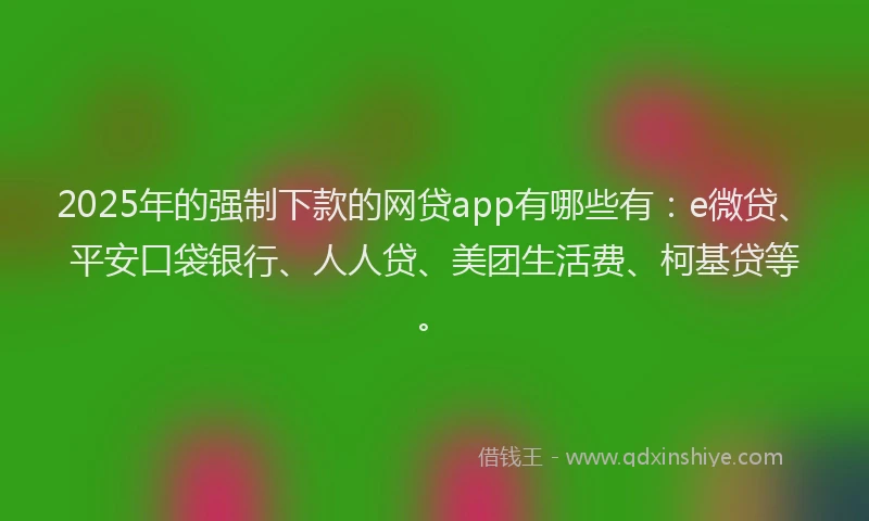 2025年的强制下款的网贷app有哪些有：e微贷、平安口袋银行、人人贷、美团生活费、柯基贷等。